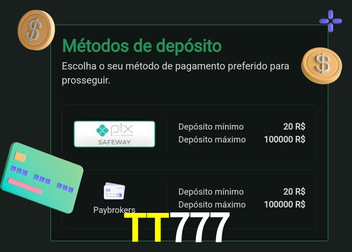 O cassino TT777 oferece uma grande variedade de métodos de pagamento